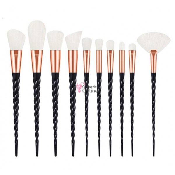 Pensule de Make-up 10 bucati Unicorn Negru Profesionale MKB09